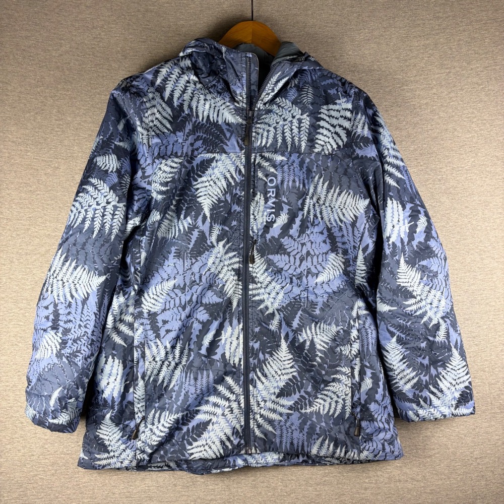 Orvis PRO Puffer Jacket Primaloft Polartec Womens M Blue Fern Camo Full Zip
